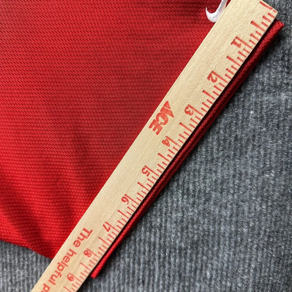 Nike Mens XL Red Mesh Athletic T-Shirt Embroidered Center Swoosh Short Sleeve